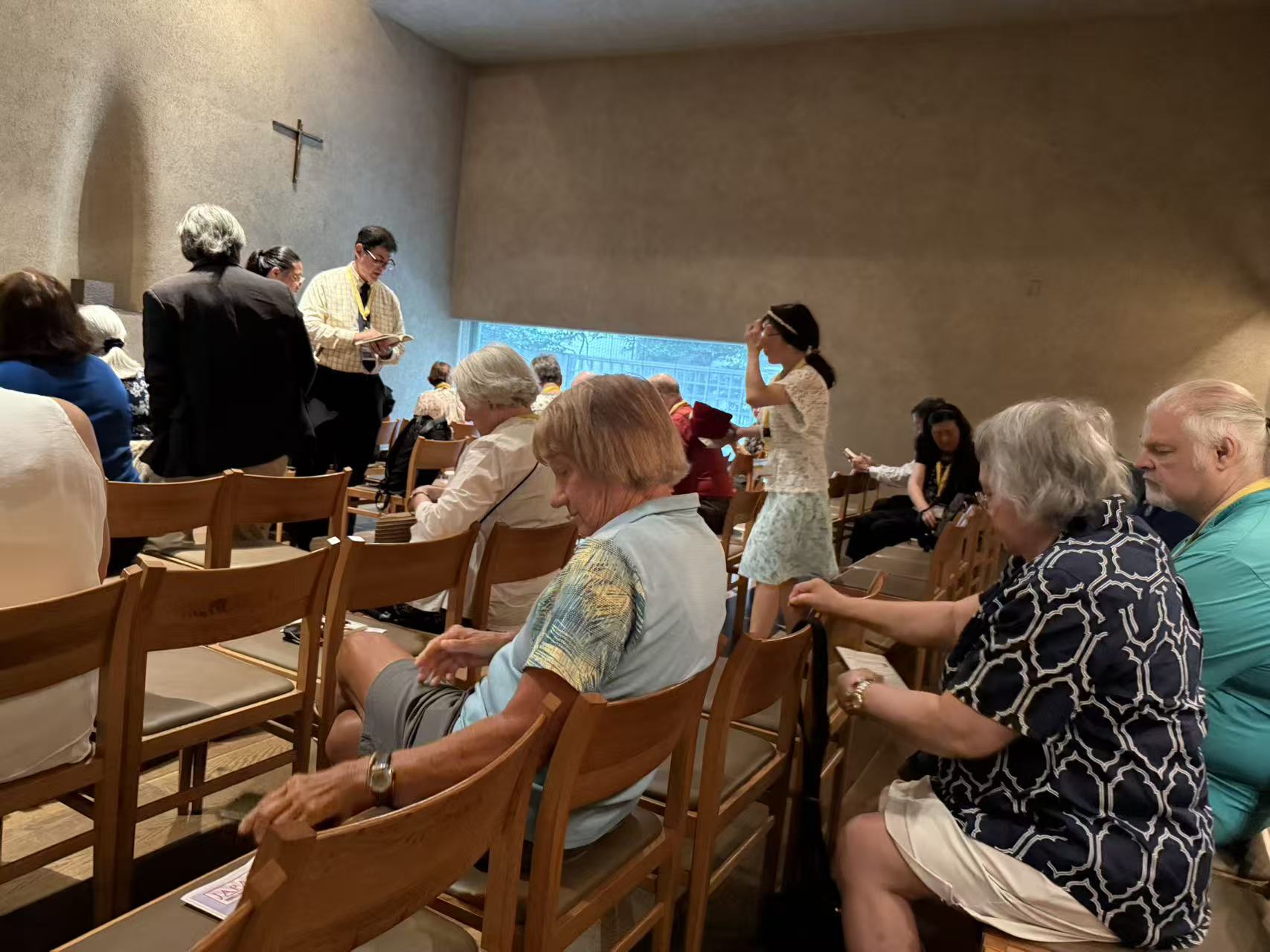 Pilgrims gathered inside a Catholic church in Japan